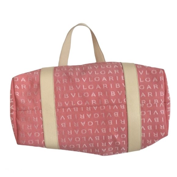 BVLGARI MAEREA Pink/Coral Leather Trim Satchel - Picture 9 of 13